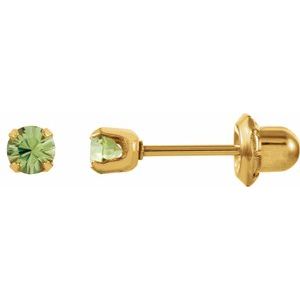 24K Gold-Plated Stainless Steel Imitation Peridot Inverness�� Piercing Earrings
