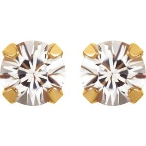 24K Gold-Plated Stainless Steel Imitation White Sapphire Inverness�� Piercing Earrings