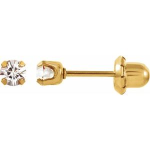 24K Gold-Plated Stainless Steel Imitation White Sapphire Inverness�� Piercing Earrings
