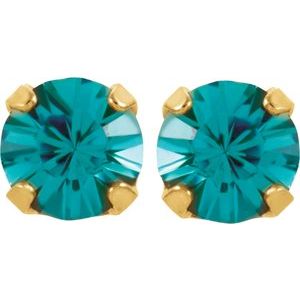 24K Gold-Plated Stainless Steel Imitation Blue Zircon Inverness�� Piercing Earrings