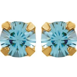 24K Gold-Plated Stainless Steel Imitation Aquamarine Inverness�� Piercing Earrings