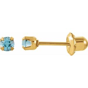 24K Gold-Plated Stainless Steel Imitation Aquamarine Inverness�� Piercing Earrings