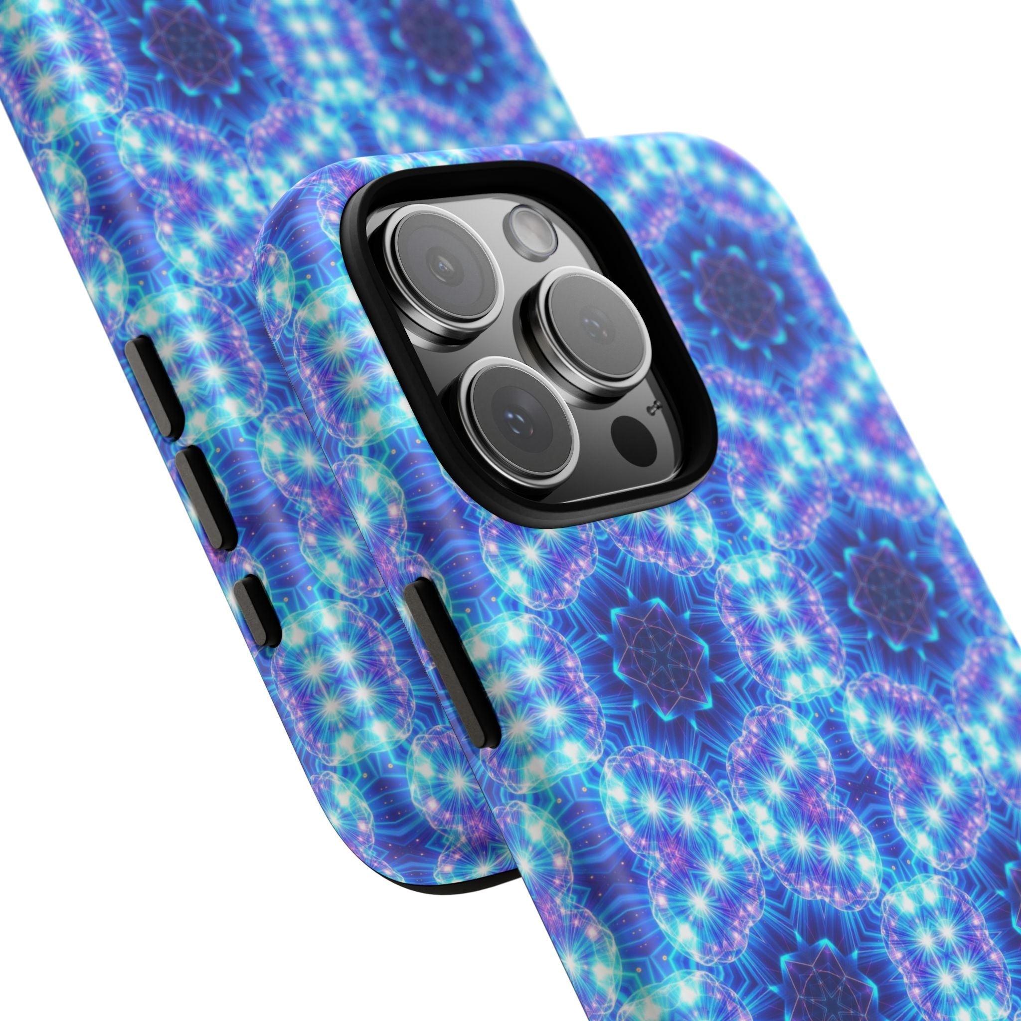 Blue Mandalas with Neon Lights Tough Phone Cases