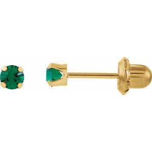 14K Yellow Gold Imitation Emerald Inverness�� Piercing Stud Earrings