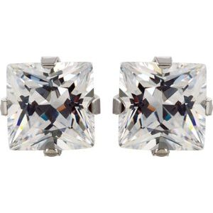 Stainless Steel 3 mm Imitation White Cubic Zirconia Inverness® Piercing Earrings – image 2