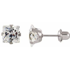 Stainless Steel 3 mm Imitation White Cubic Zirconia Inverness® Piercing Earrings