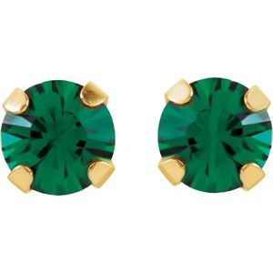 14K Yellow Gold Imitation Emerald Inverness�� Piercing Stud Earrings