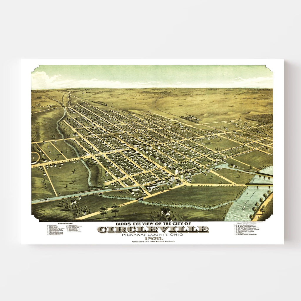 Vintage Map of Circleville, Ohio 1876