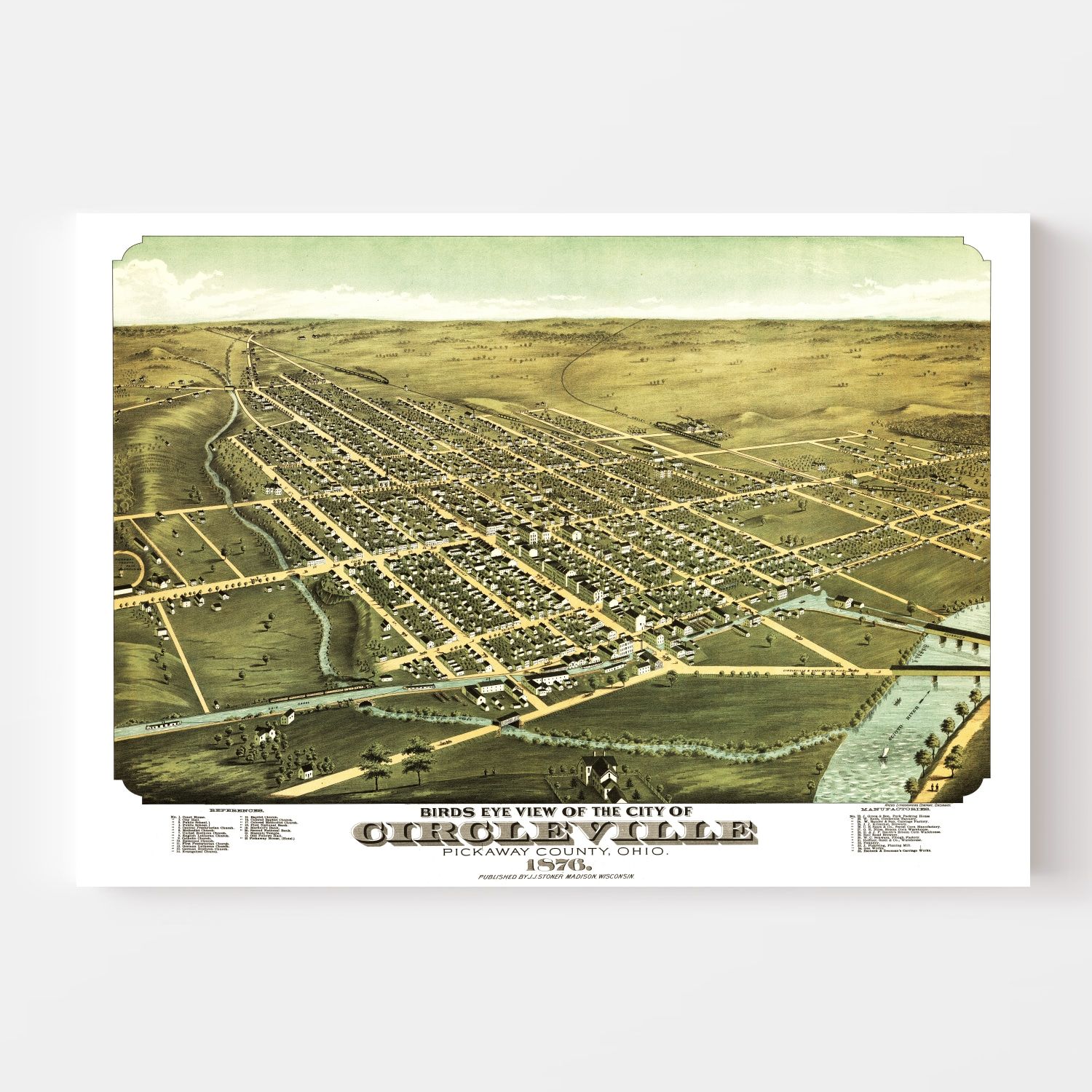 Vintage Map of Circleville, Ohio 1876