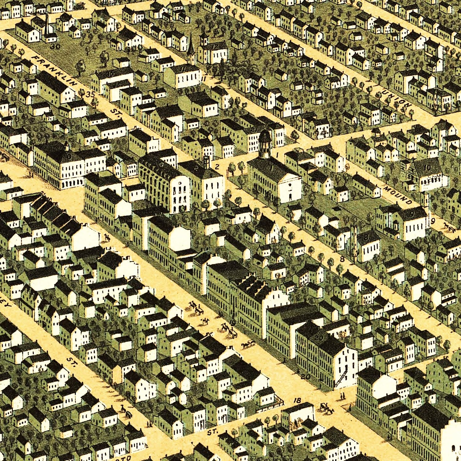 Vintage Map of Circleville, Ohio 1876