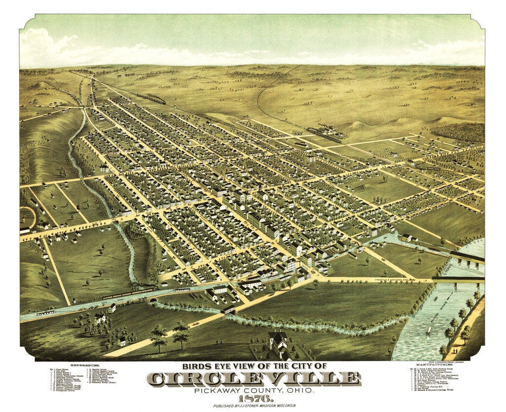 Vintage Map of Circleville, Ohio 1876