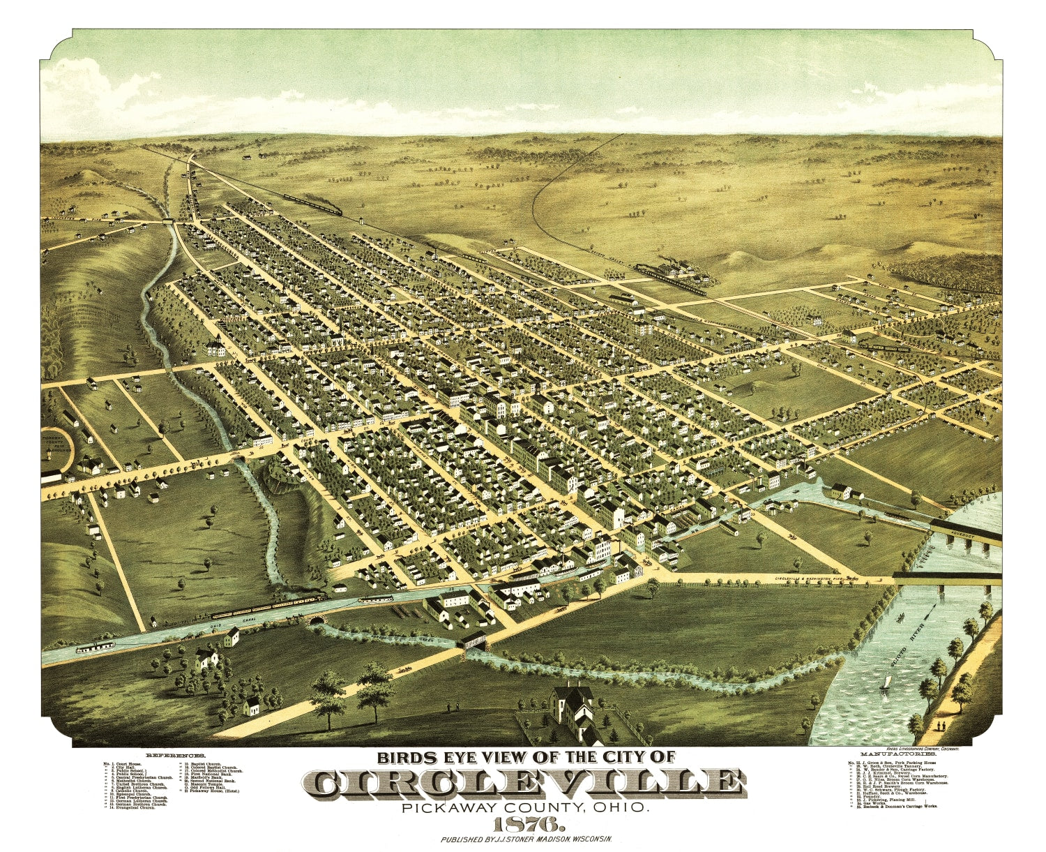 Vintage Map of Circleville, Ohio 1876