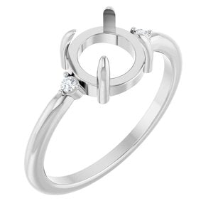 14K White Gold 7 mm Round .03 CTW Lab-Grown Diamond Semi-Set Cabochon Ring – image 2
