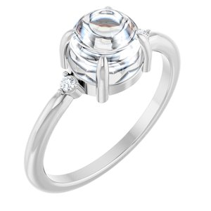 10K White Gold 7 mm Round Cabochon Ring Mounting