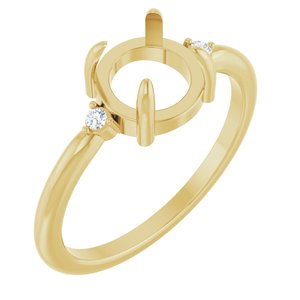 10K Yellow Gold 7 mm Round .03 CTW Lab-Grown Diamond Semi-Set Cabochon Ring – image 2