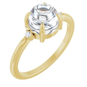 10K Yellow Gold 7 mm Round .03 CTW Lab-Grown Diamond Semi-Set Cabochon Ring