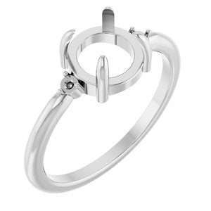 14K White Gold 7 mm Round Cabochon Ring Mounting – image 2