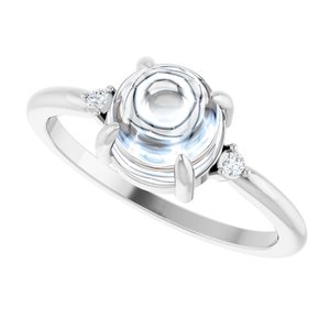 Platinum 7 mm Round Cabochon Ring Mounting – image 8