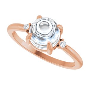 14K Rose Gold 7 mm Round .03 CTW Lab-Grown Diamond Semi-Set Cabochon Ring – image 8
