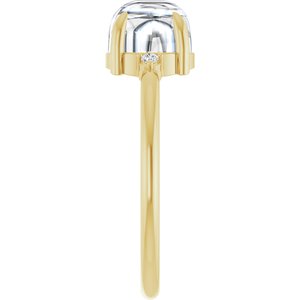 10K Yellow Gold 7 mm Round .03 CTW Lab-Grown Diamond Semi-Set Cabochon Ring – image 7