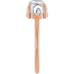 14K Rose Gold 7 mm Round .03 CTW Natural Diamond Semi-Set Cabochon Ring – image 7