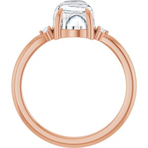14K Rose Gold 7 mm Round .03 CTW Lab-Grown Diamond Semi-Set Cabochon Ring – image 3