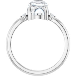10K White Gold 7 mm Round .03 CTW Natural Diamond Semi-Set Cabochon Ring – image 3