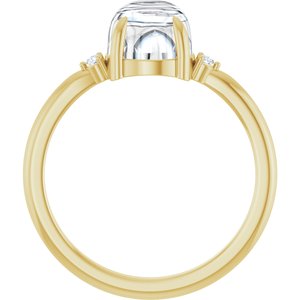 14K Yellow Gold 7 mm Round .03 CTW Natural Diamond Semi-Set Cabochon Ring – image 3