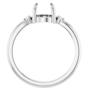 10K White Gold 7 mm Round .03 CTW Lab-Grown Diamond Semi-Set Cabochon Ring – image 4