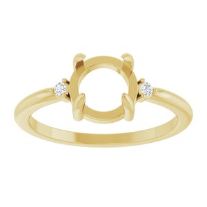 10K Yellow Gold 7 mm Round .03 CTW Lab-Grown Diamond Semi-Set Cabochon Ring – image 6