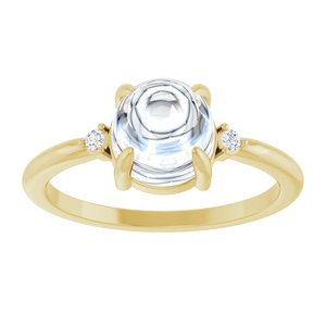 14K Yellow Gold 7 mm Round .03 CTW Lab-Grown Diamond Semi-Set Cabochon Ring – image 5