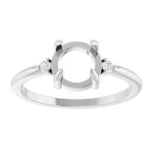 Platinum 7 mm Round .03 CTW Lab-Grown Diamond Semi-Set Cabochon Ring – image 6