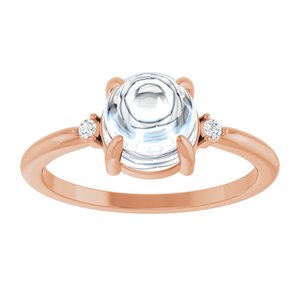 14K Rose Gold 7 mm Round .03 CTW Natural Diamond Semi-Set Cabochon Ring – image 5