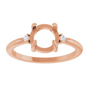 14K Rose Gold 7 mm Round .03 CTW Lab-Grown Diamond Semi-Set Cabochon Ring – image 6
