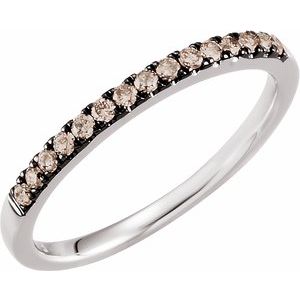14K White Gold 1/5 CTW Brown Diamond Stackable Ring
