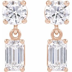 14K Rose Gold 1 1/5 CTW Lab-Grown Diamond Two-Stone Earrings – image 2
