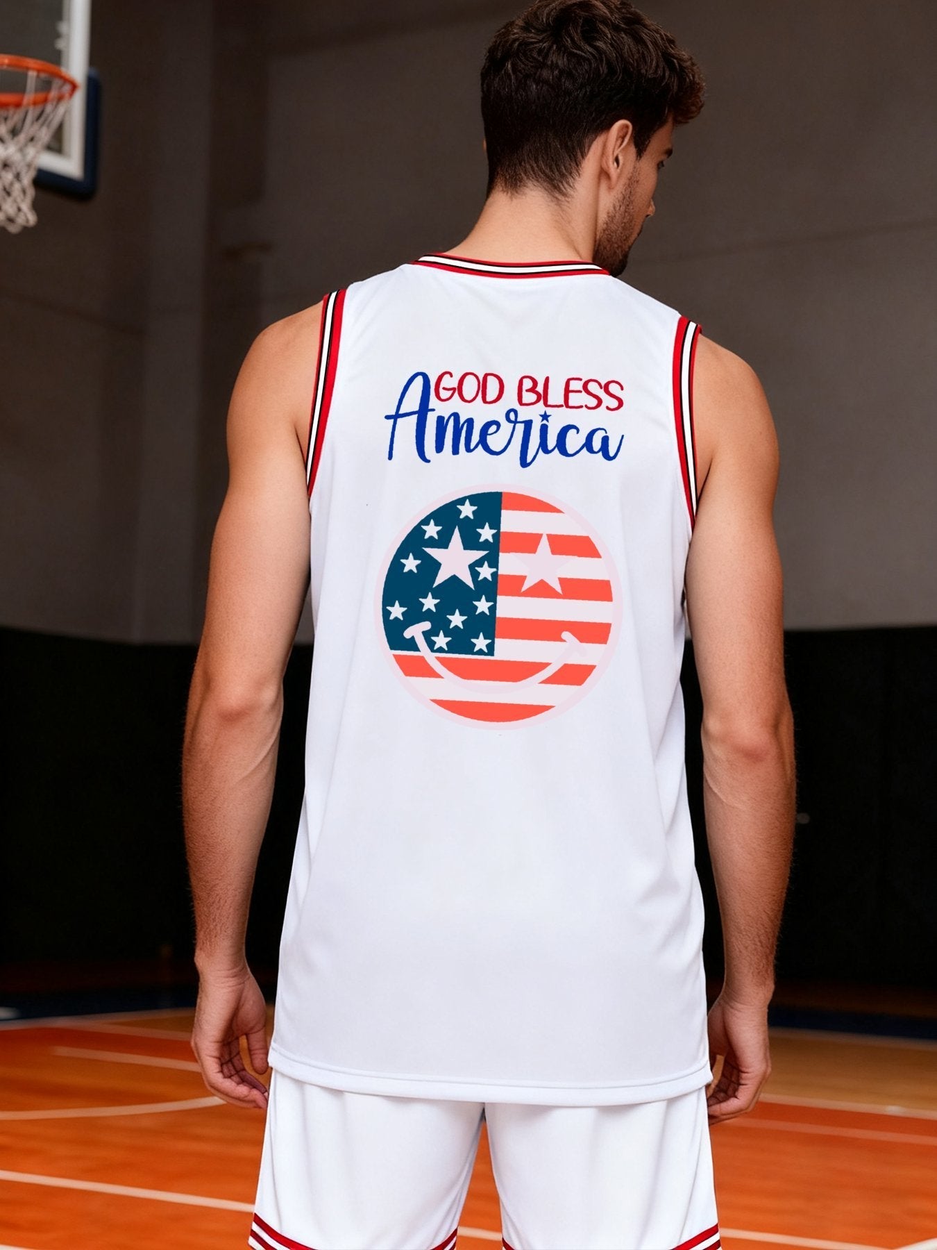 God Bless America Adult White & Red Basketball Jersey | Ships From USA