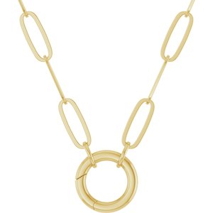 18K Yellow Gold-Plated Sterling Silver Circle Charm 18" Necklace