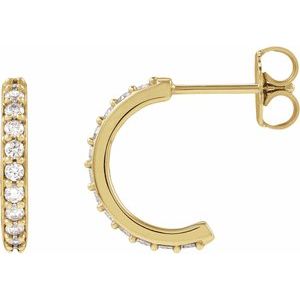 10K White Gold 2.1 mm Round Accented 12.5 mm Hoop Earring Mounting – image 2