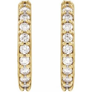 10K Yellow Gold 2.1 mm Round Accented 12.5 mm Hoop Earring Mounting – image 3