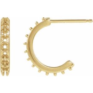 10K Yellow Gold 2.1 mm Round Accented 12.5 mm Hoop Earring Mounting