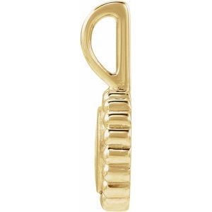 14K Yellow Gold Engravable Beaded Disc Charm/Pendant – image 5