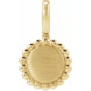 14K Yellow Gold Engravable Beaded Disc Charm/Pendant – image 4