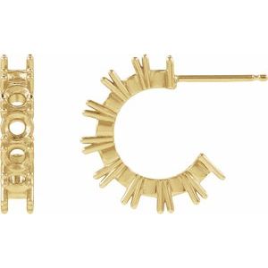 14K Yellow Gold 3 mm Round 16.1 mm Hoop Earring Mounting