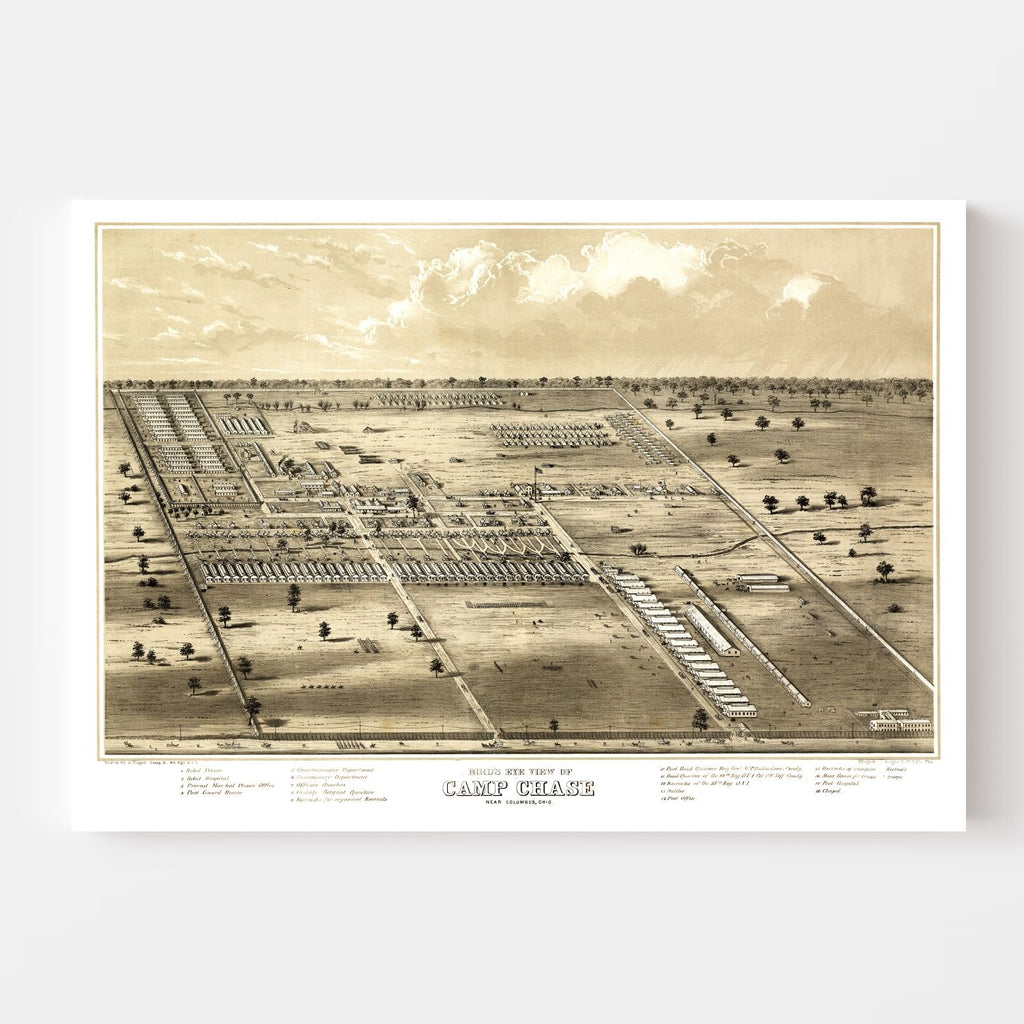 Vintage Map of Camp Chase, Ohio 1860