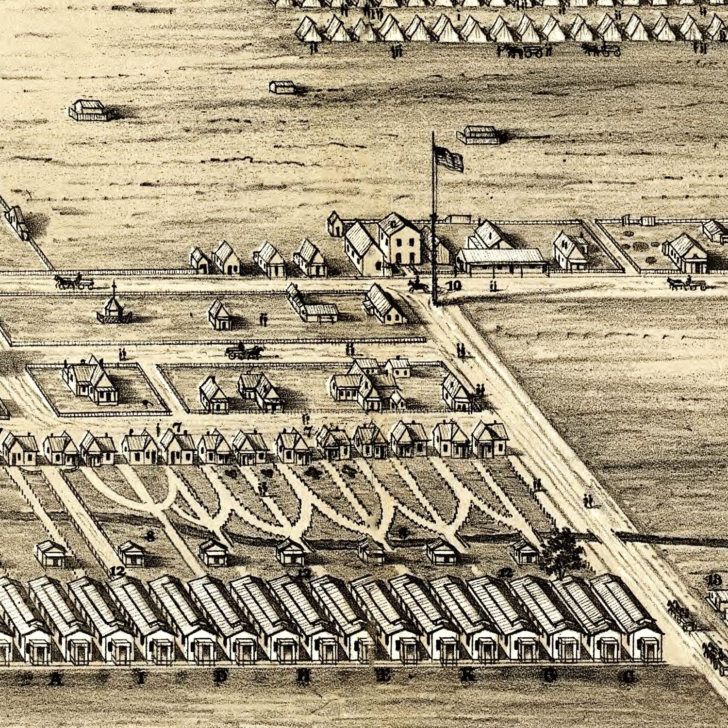 Vintage Map of Camp Chase, Ohio 1860