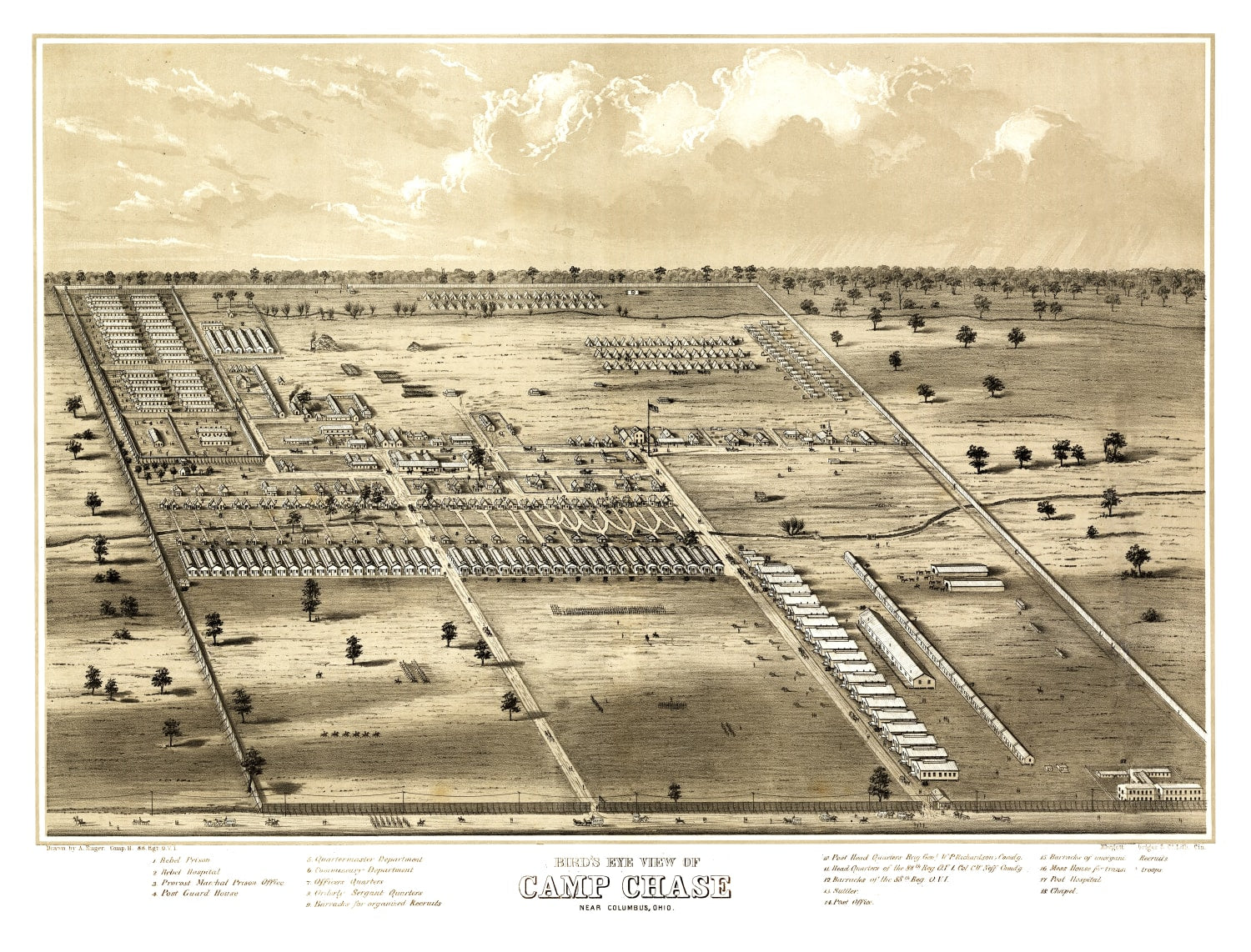 Vintage Map of Camp Chase, Ohio 1860
