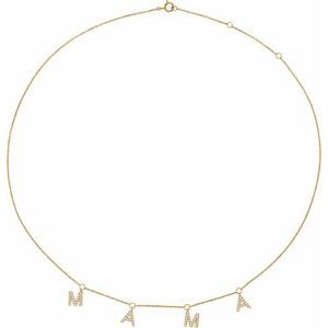 14K Yellow Gold 1/3 CTW Lab-Grown Diamond Mama 16-18" Necklace
