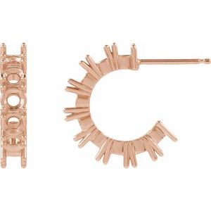 14K Rose Gold 3 mm Round 16.1 mm Hoop Earring Mounting