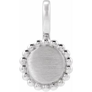 Platinum Engravable Beaded Disc Charm/Pendant – image 4